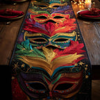 Green Mask with Red Plumes Table Runner