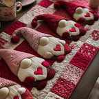 Two Gnomes with Heart Hats Table Runner