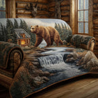 Bear Above the Waterfall by the Cabin Sofa Cover
