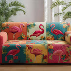 Flamingo Blocks in Bright Tropical Colours Sofa Cover