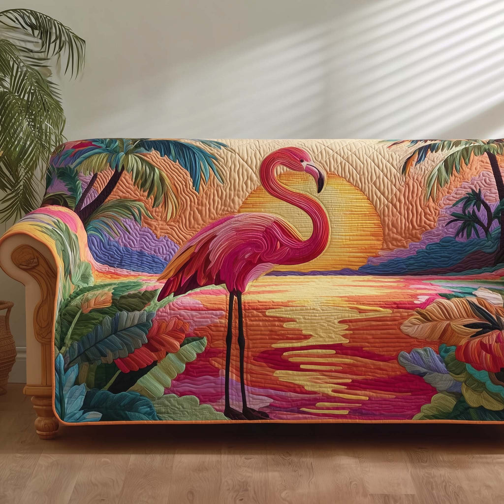 Flamingo at the Sunset Lagoon Sofa Cover
