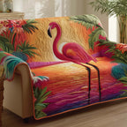 Two Flamingos in the Orange Dusk Sofa Cover