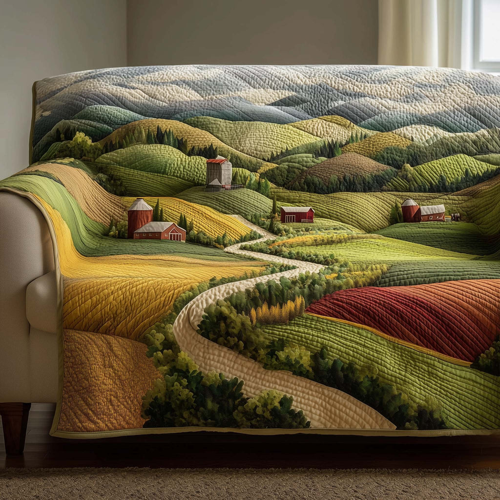 Winding Road Through the Patchwork Fields Sofa Cover