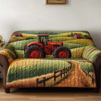 Red Tractor in the Green Fields Sofa Cover