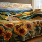 Sunflowers Above the Quilted Farmland Sofa Cover