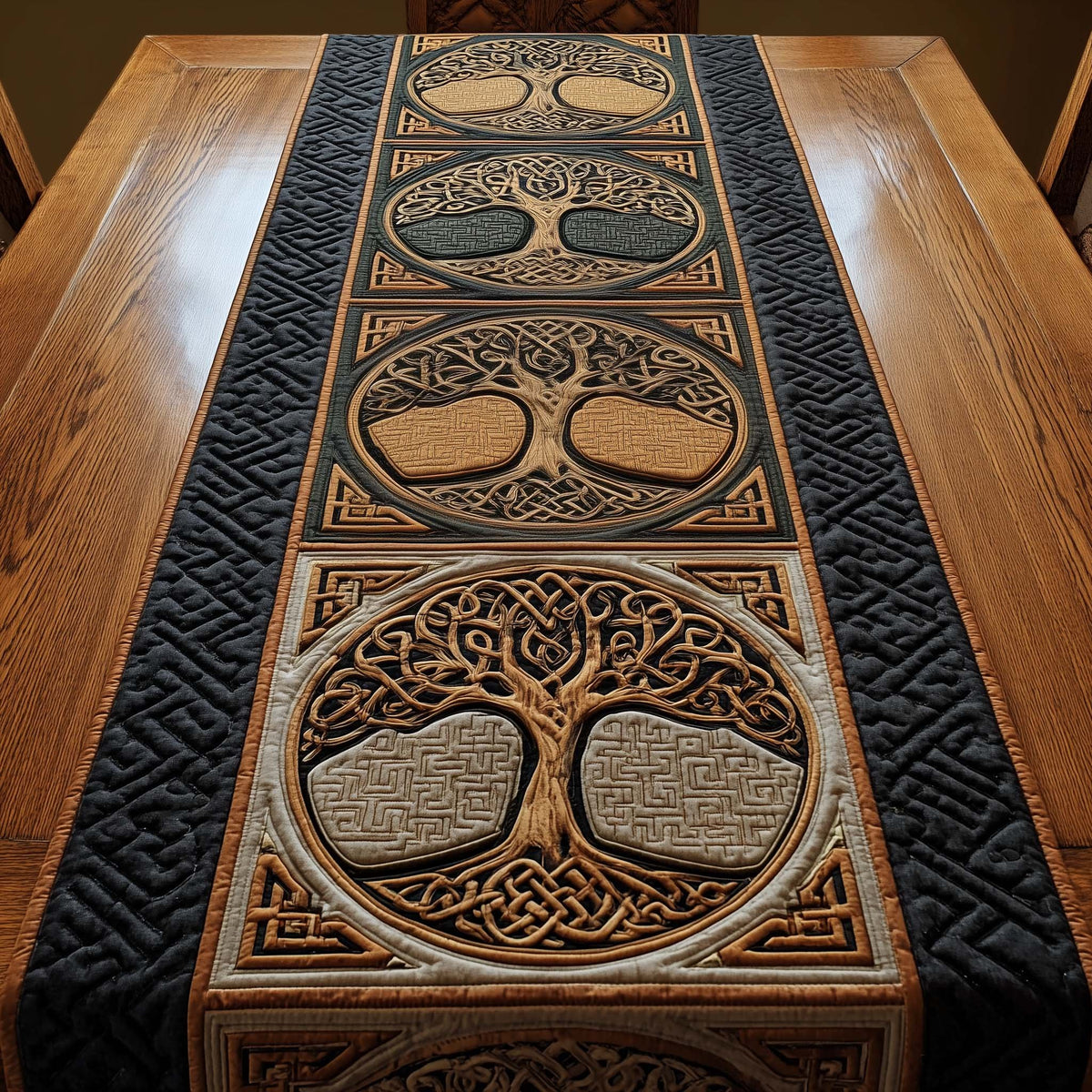 Celtic Tree of Life on Black Table Runner
