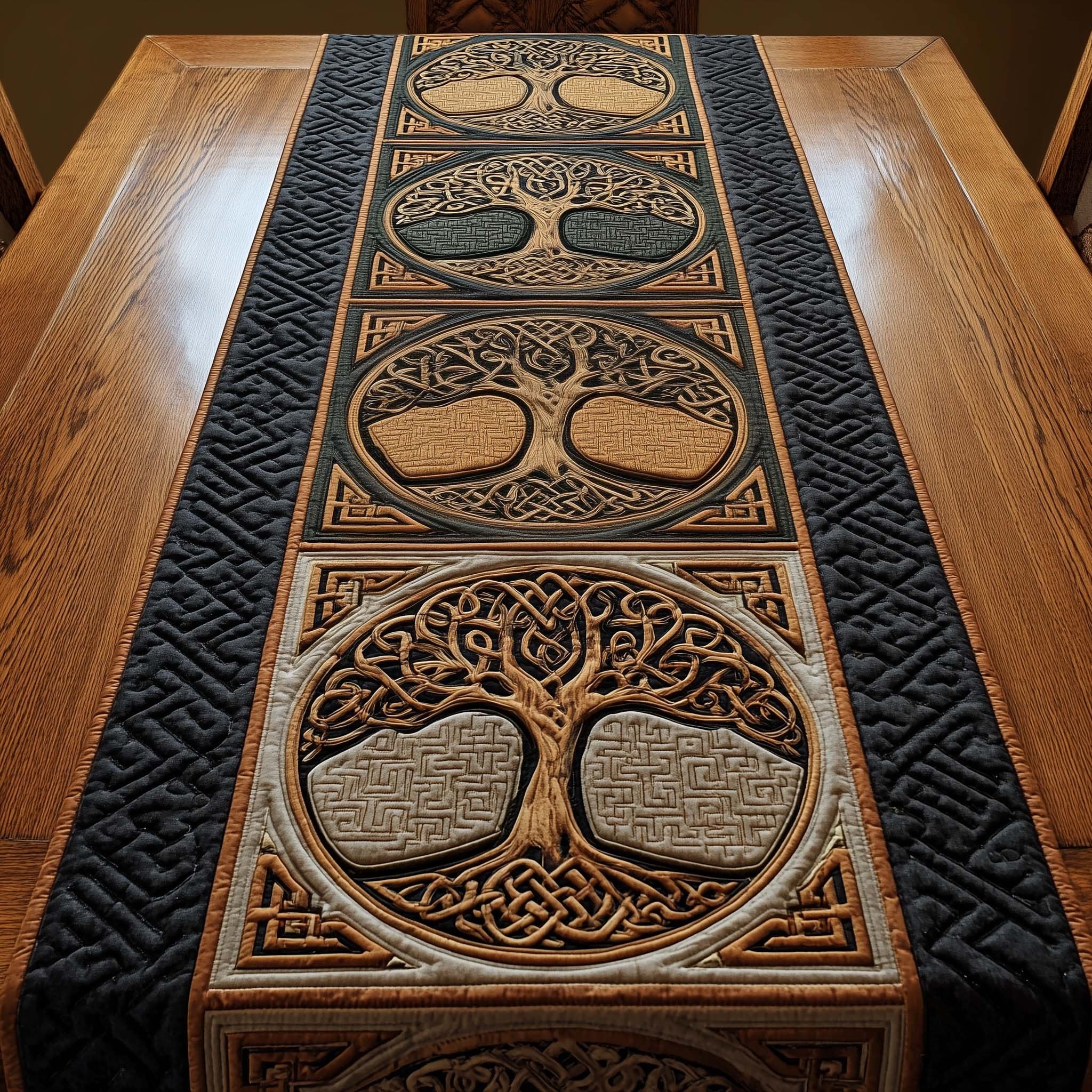 Celtic Tree of Life on Black Table Runner