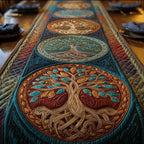 Teal and Copper Tree of Life Table Runner