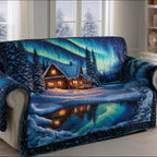 Cabin and Aurora Mirrored in the Lake Sofa Cover