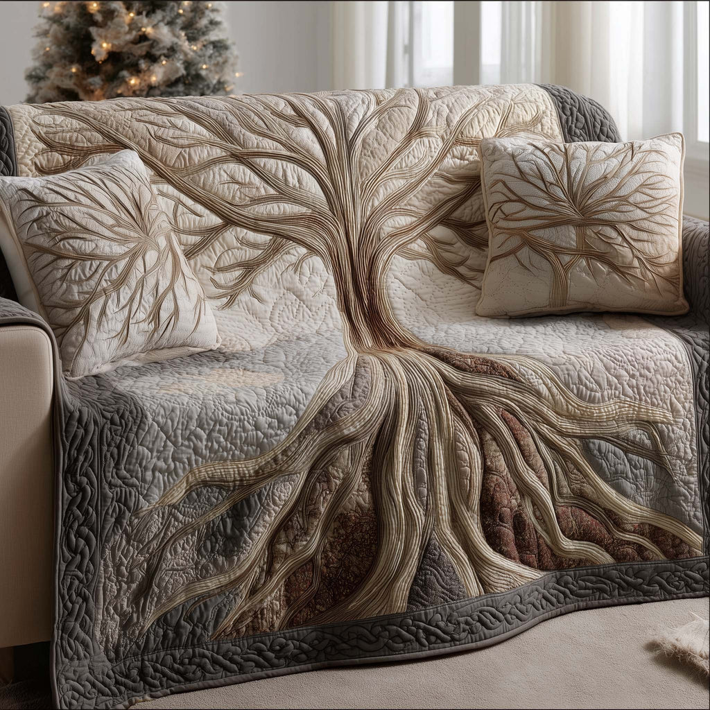 Pale Tree Roots on Cream Sofa Cover