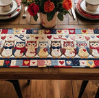 Owls in Blocks with Hearts Table Runner