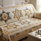 Golden Star and Wheat on Ivory Sofa Cover