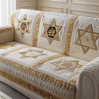Ivory Star Panels with Gold Stitching Sofa Cover
