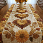 Golden Hearts with Sunflowers Table Runner