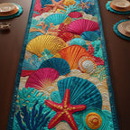 Bright Coral Fans with Red Starfish Table Runner