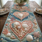 Coral Shell Heart on Cream Table Runner