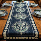 Navy Panel with Anchor Crests Table Runner