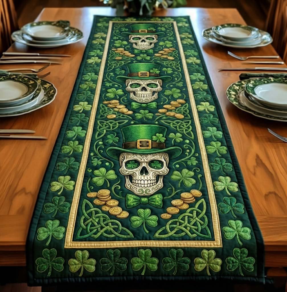 Emerald Skull Table Runner