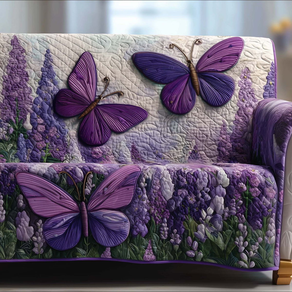 Purple Butterflies Over Lavender Sofa Cover