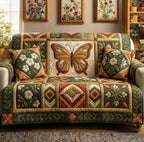 Butterfly on the Gold Medallion Quilt Sofa Cover