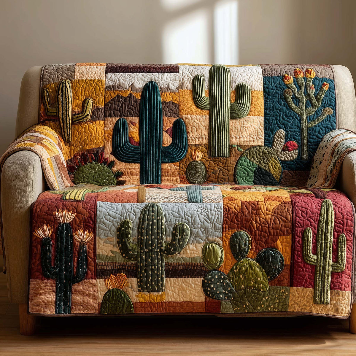 Cactus Blocks in Bright Desert Colours Sofa Cover