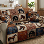 Horses and Barns in Country Blocks Sofa Cover
