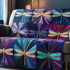 Dragonflies on Purple and Sapphire Sofa Cover
