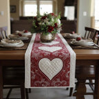 Cream Hearts on Rose Runner Table Runner