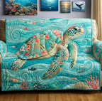 Patterned Turtles on Aqua Water Sofa Cover