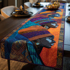 Blue and Purple Headwrap Silhouettes Table Runner