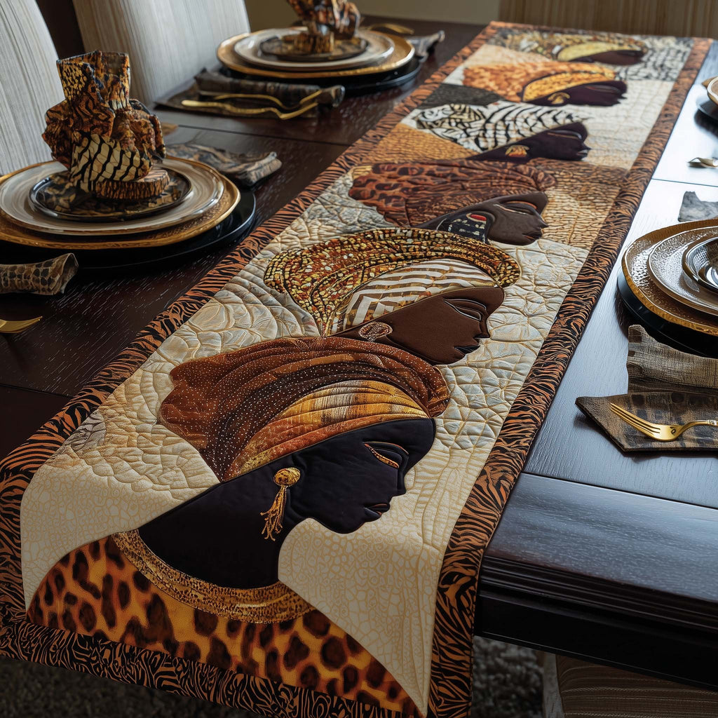 Headwrap Profile with Leopard Print Table Runner