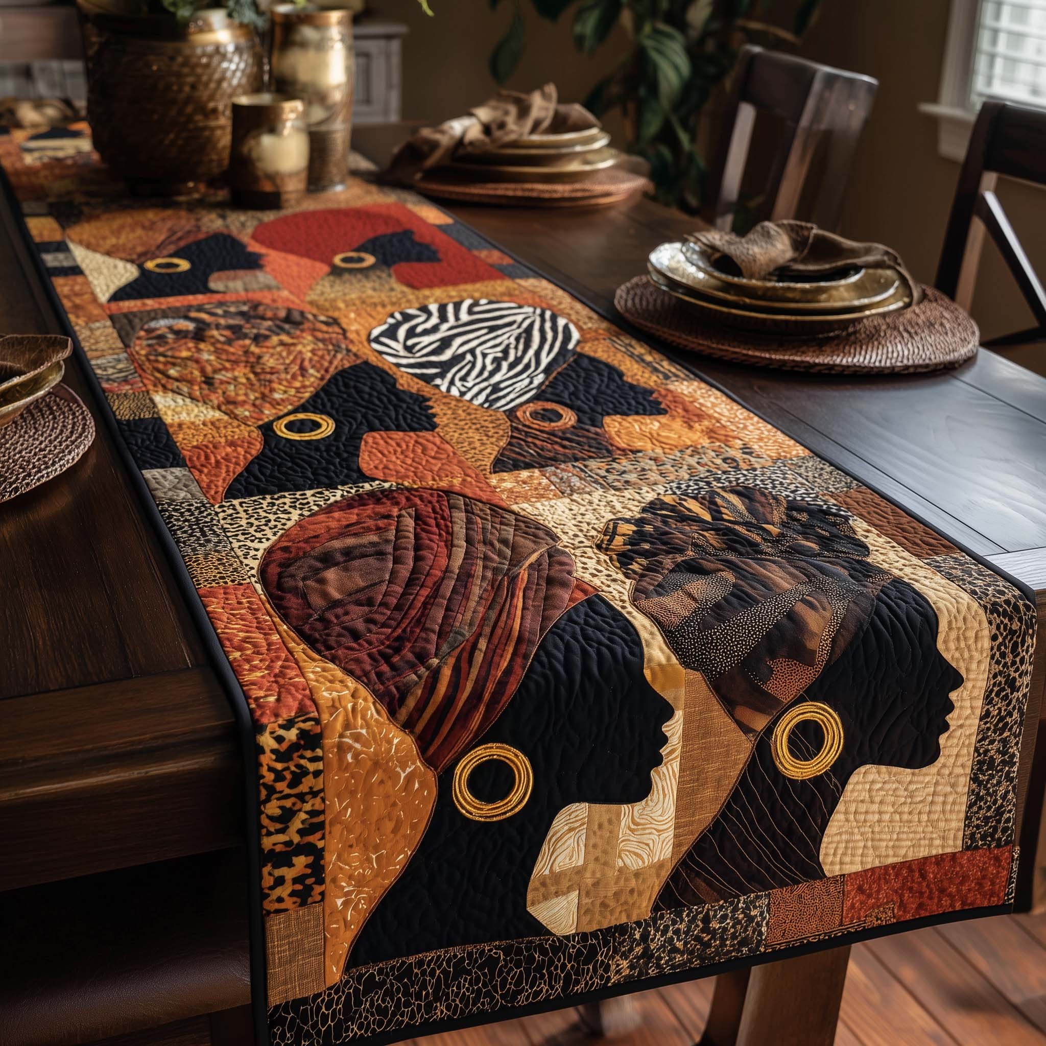 Profiles with Zebra and Animal Prints Table Runner