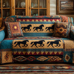 Horse Silhouettes on the Southwestern Band Sofa Cover