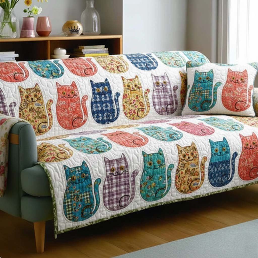 Cat Patchwork Sofa Cover