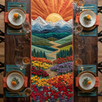 Mountain Valley with Wildflower Meadow Table Runner