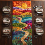 Teal River Through Flower Fields Table Runner