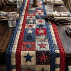Red and Blue Star Blocks Table Runner
