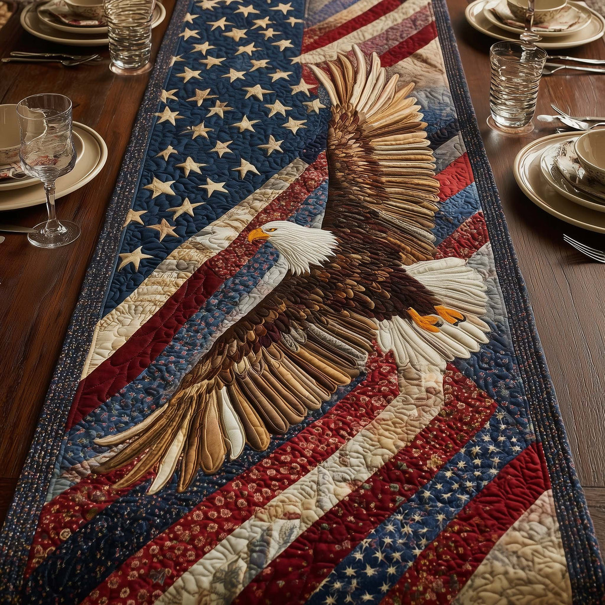 Eagle with Flag Wings Table Runner