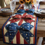 Star Spangled Bows on Stripes Table Runner
