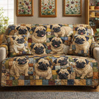 Pugs Across the Scrappy Patchwork Sofa Cover