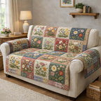 Pastel Flower Blocks in Soft Frames Sofa Cover
