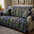 Wildflowers on Deep Navy Sofa Cover