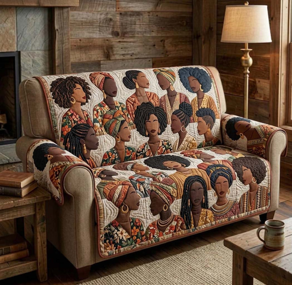 Rows of Women in Bright Head Wraps Sofa Cover