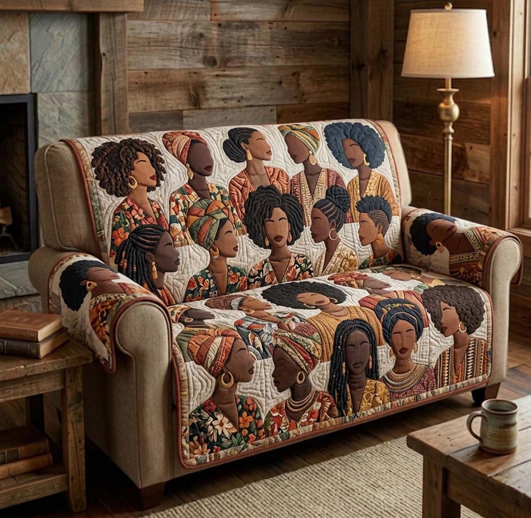 Rows of Women in Bright Head Wraps Sofa Cover