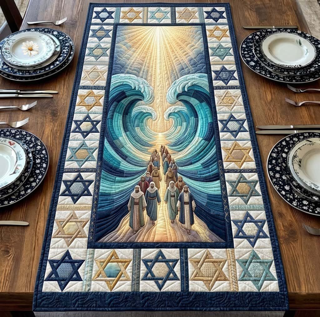 Parted Sea with Star Border Table Runner