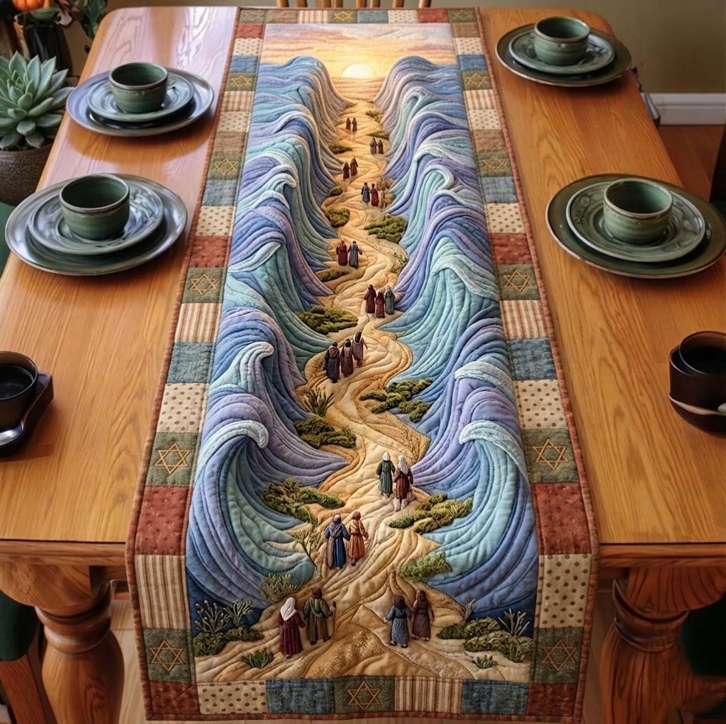 Pale Waves over Sandy Trail Table Runner