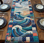 Blue Waves with Floral Patchwork Table Runner