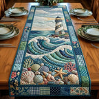 Lighthouse with Shells and Waves Table Runner