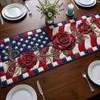Red Roses on the Flag Table Runner