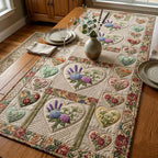 Lavender and Rose Heart Frames Table Runner